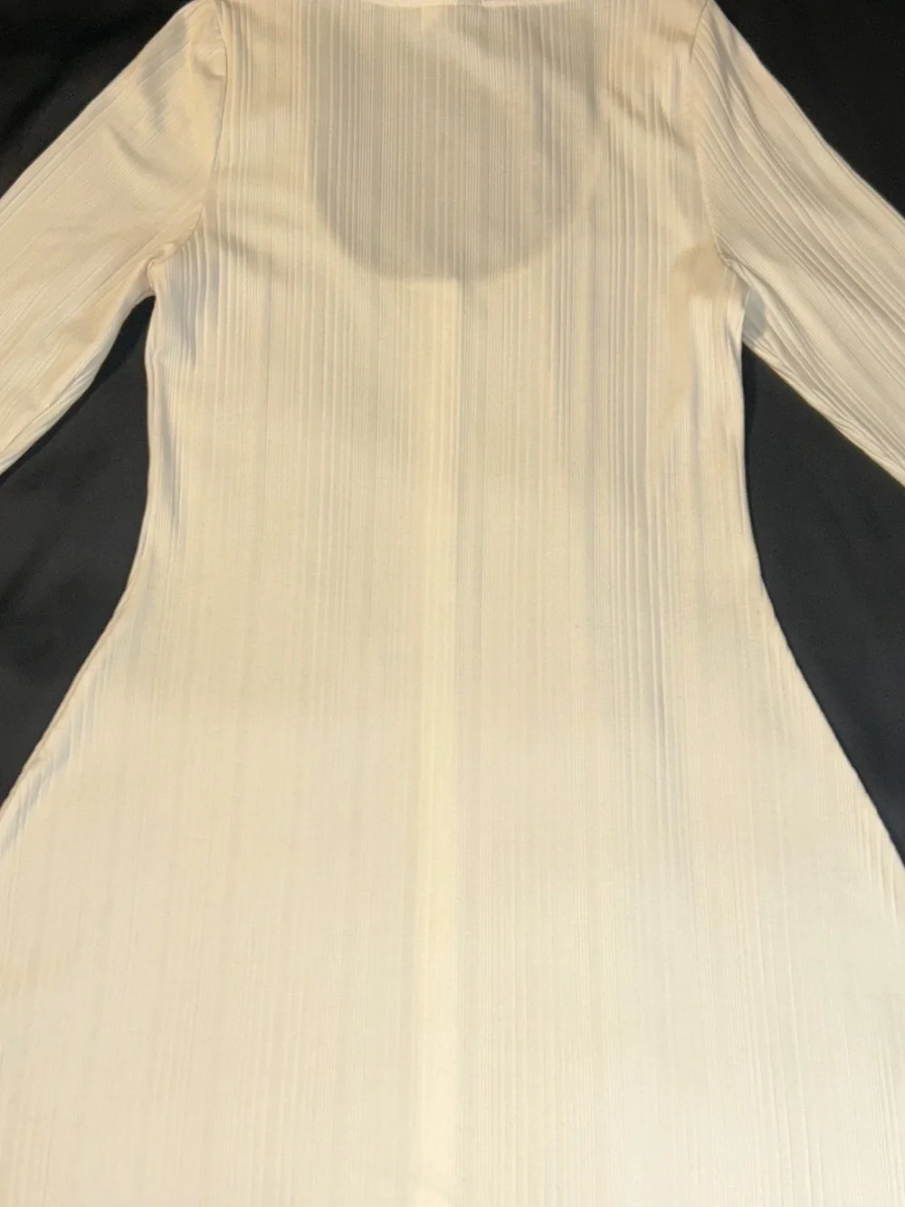 H&M Cream Ribbed Long-Sleeve Button-Front Dress